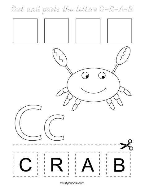 Cut and paste the letters C-R-A-B. Coloring Page