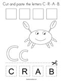 Cut and paste the letters C-R-A-B Coloring Page