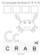 Cut and paste the letters C-R-A-B Coloring Page