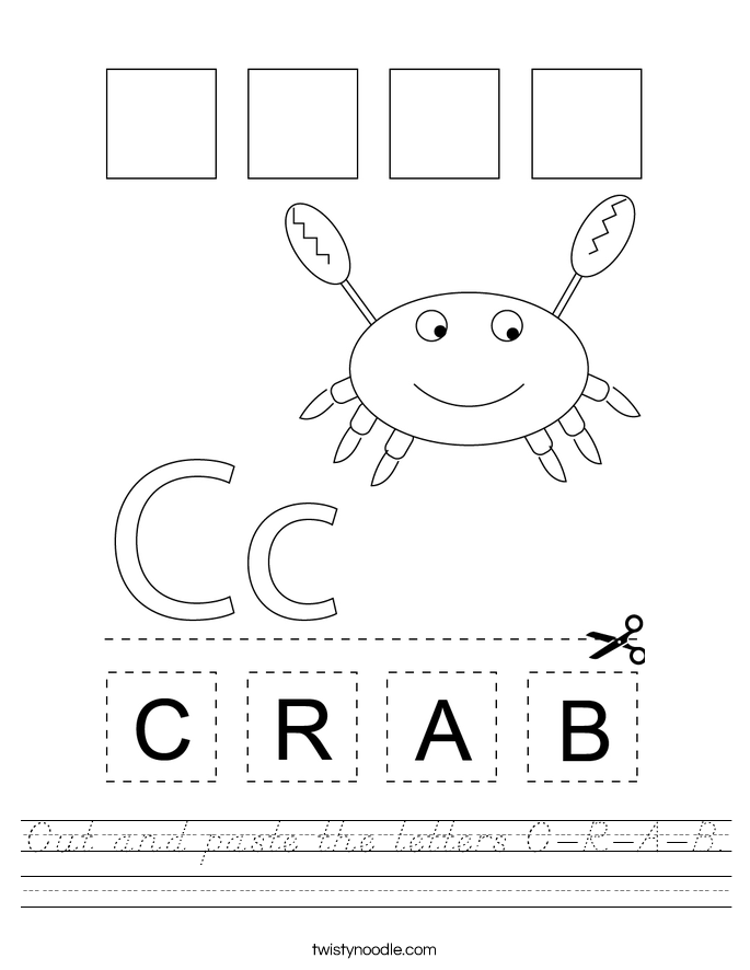 Cut and paste the letters C-R-A-B. Worksheet