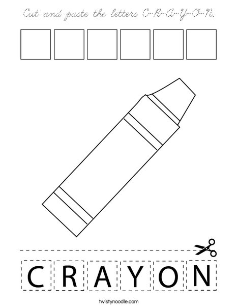 Cut and paste the letters C-R-A-Y-O-N. Coloring Page