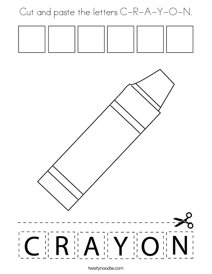 Cut and paste the letters C-R-A-Y-O-N. Coloring Page