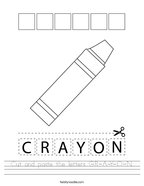Cut and paste the letters C-R-A-Y-O-N Handwriting Sheet