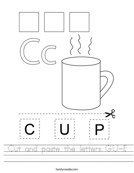 Cut and paste the letters C-U-P. Worksheet