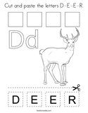 Cut and paste the letters D-E-E-R Coloring Page