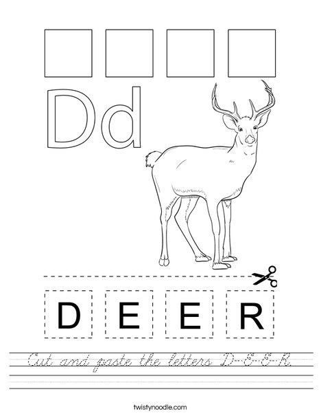 Cut and paste the letters D-E-E-R. Worksheet