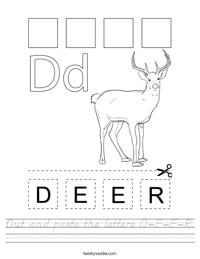 Cut and paste the letters D-E-E-R. Worksheet