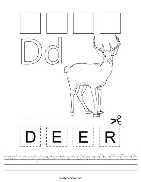 Cut and paste the letters D-E-E-R. Worksheet