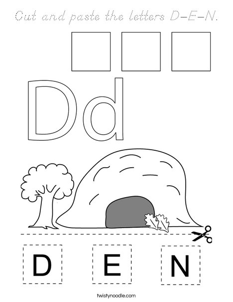 Cut and paste the letters D-E-N. Coloring Page