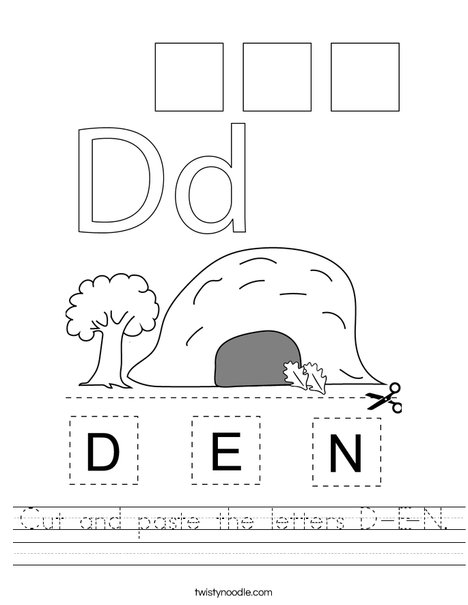 Cut and paste the letters D-E-N. Worksheet