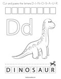 Cut and paste the letters D-I-N-O-S-A-U-R. Coloring Page