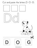 Cut and paste the letters D-O-G Coloring Page