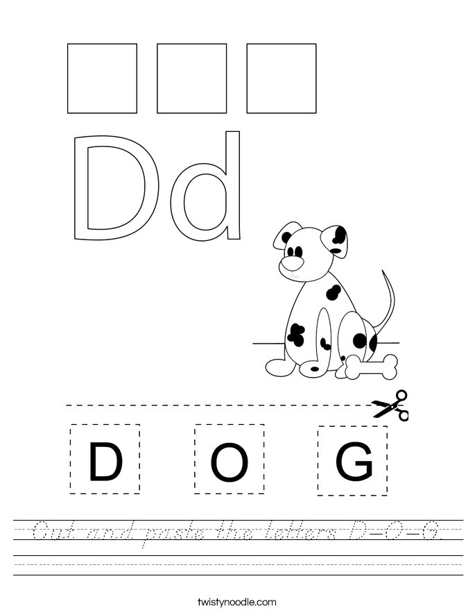 Cut and paste the letters D-O-G. Worksheet