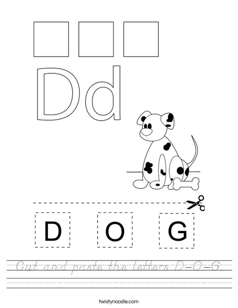 Cut and paste the letters D-O-G. Worksheet