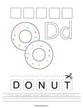 Cut and paste the letters D-O-N-U-T. Worksheet