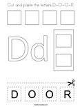 Cut and paste the letters D-O-O-R. Coloring Page