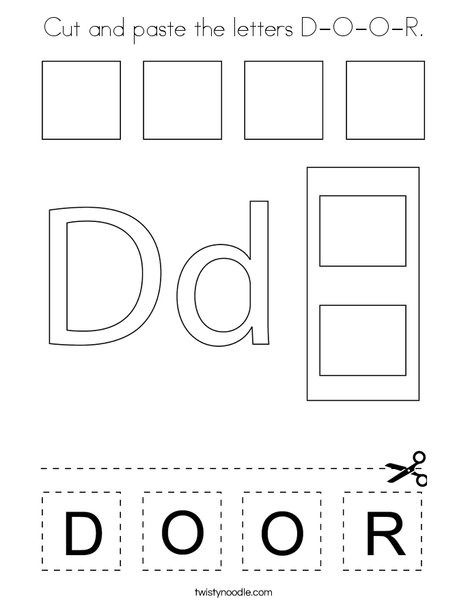 Cut and paste the letters D-O-O-R. Coloring Page