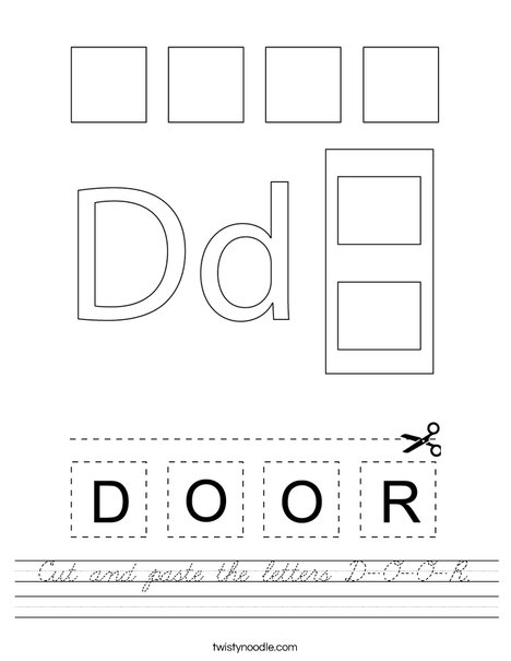 Cut and paste the letters D-O-O-R. Worksheet
