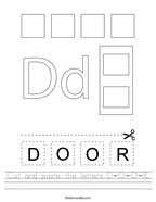 Cut and paste the letters D-O-O-R Handwriting Sheet