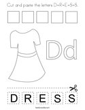 Cut and paste the letters D-R-E-S-S Coloring Page