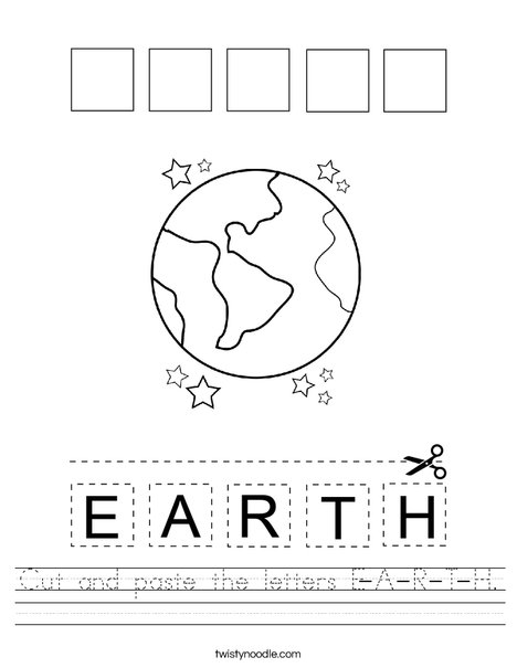 Cut and paste the letters E-A-R-T-H. Worksheet