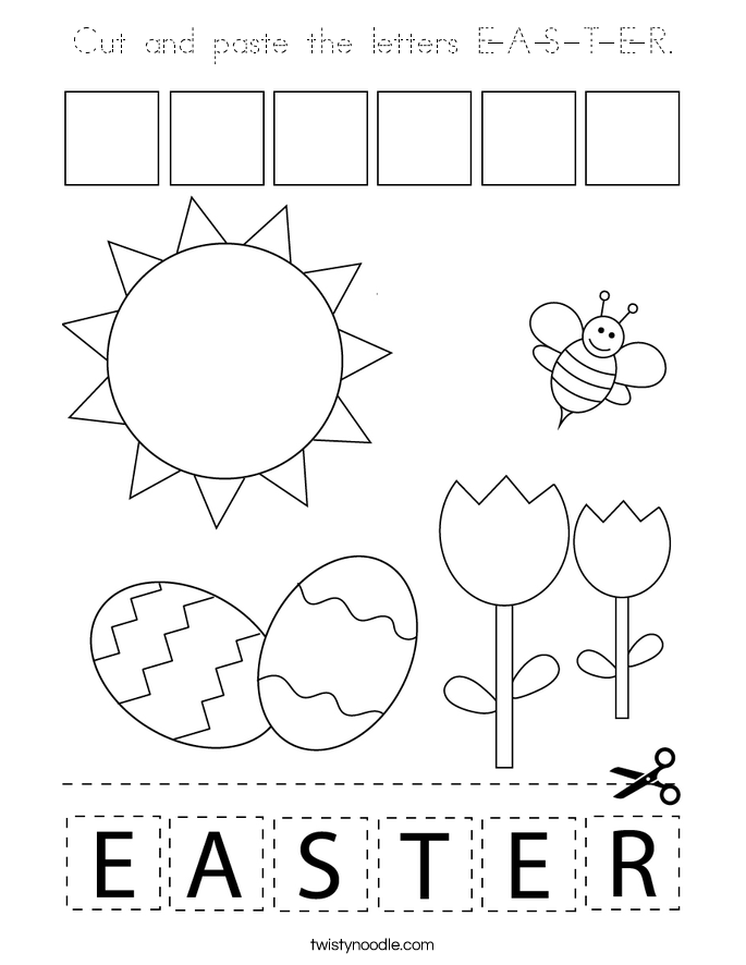 Cut and paste the letters E-A-S-T-E-R. Coloring Page