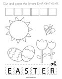 Cut and paste the letters E-A-S-T-E-R Coloring Page
