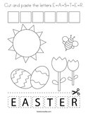 Cut and paste the letters E-A-S-T-E-R Coloring Page