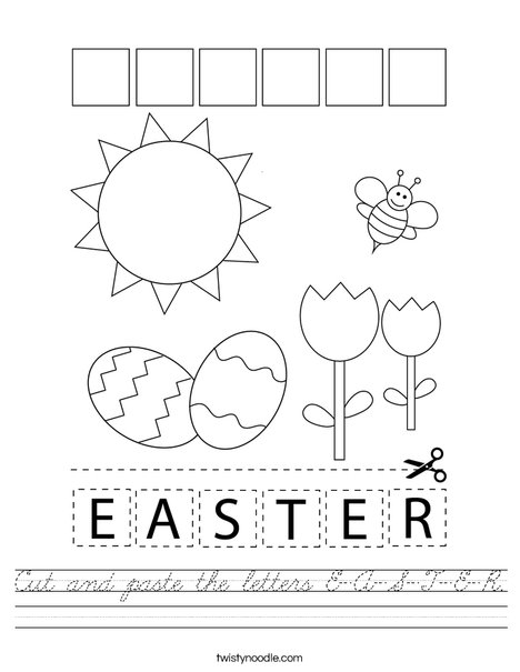 Cut and paste the letters E-A-S-T-E-R. Worksheet