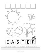 Cut and paste the letters E-A-S-T-E-R Handwriting Sheet