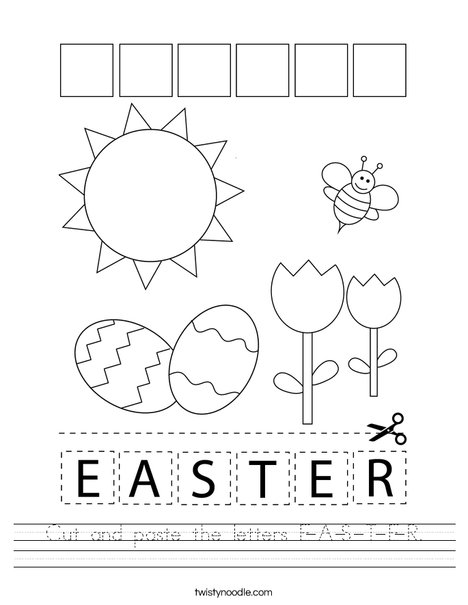 Cut and paste the letters E-A-S-T-E-R. Worksheet