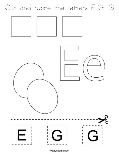 Cut and paste the letters E-G-G. Coloring Page