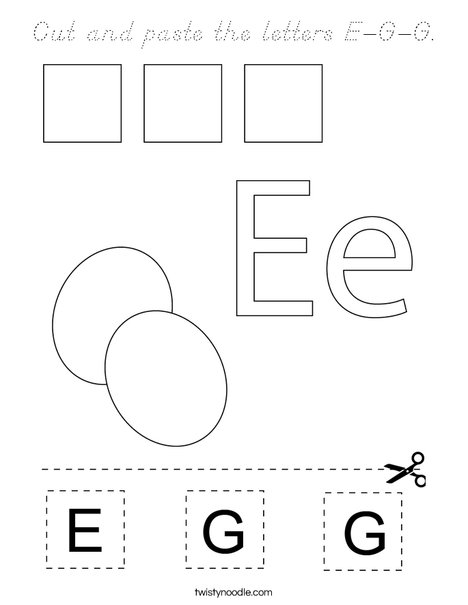 Cut and paste the letters E-G-G. Coloring Page