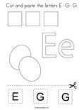 Cut and paste the letters E-G-G. Coloring Page