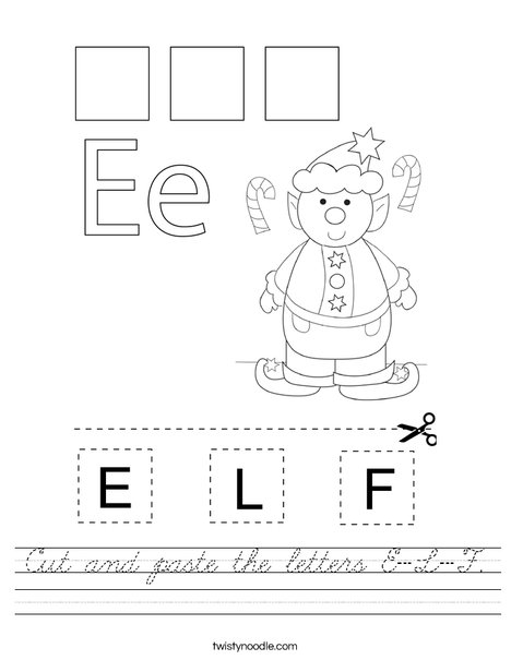Cut and paste the letters E-L-F. Worksheet