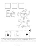 Cut and paste the letters E-L-F Handwriting Sheet