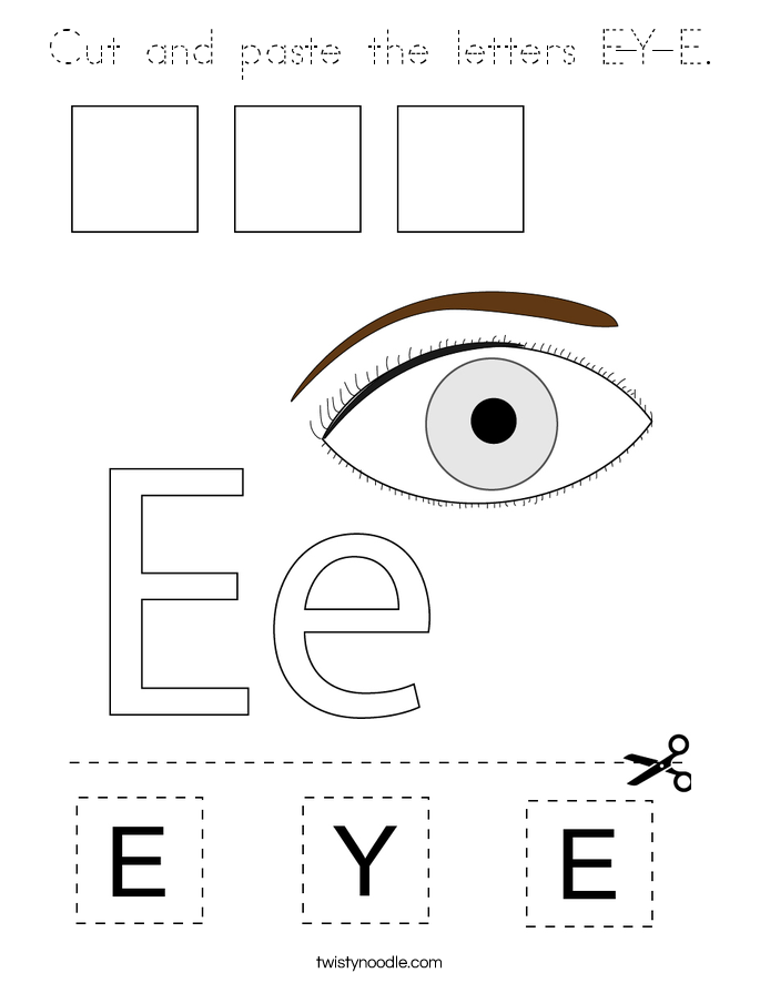Cut and paste the letters E-Y-E. Coloring Page