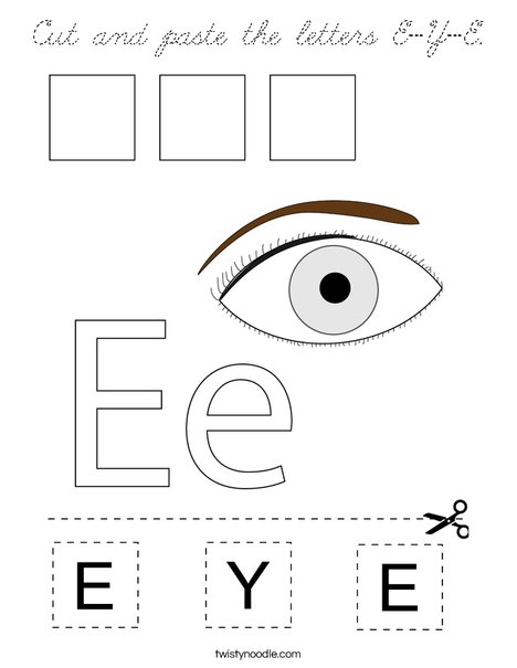 Cut and paste the letters E-Y-E. Coloring Page