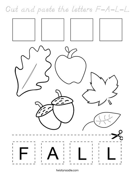 Cut and paste the letters F-A-L-L. Coloring Page
