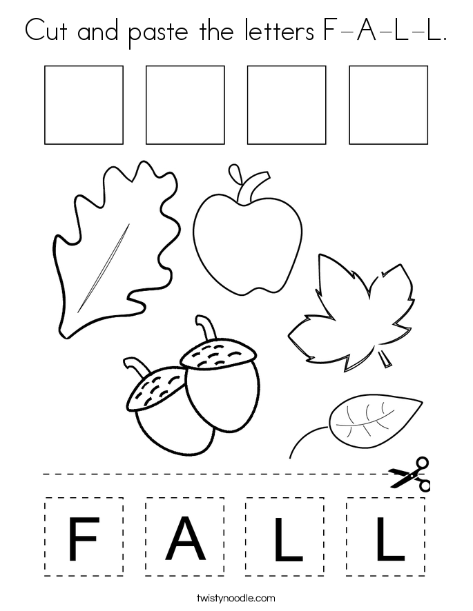 Cut and paste the letters F-A-L-L. Coloring Page