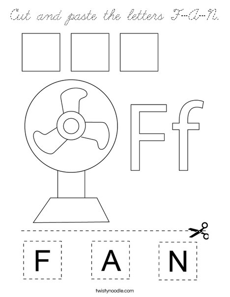 Cut and paste the letters F-A-N. Coloring Page