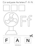 Cut and paste the letters F-A-N Coloring Page