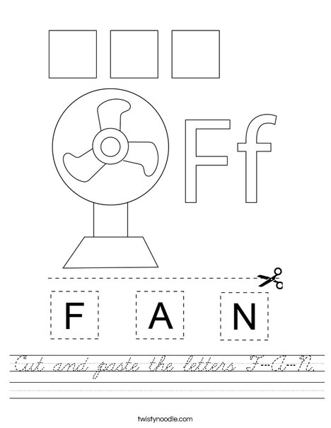 Cut and paste the letters F-A-N. Worksheet