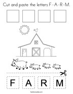 Cut and paste the letters F-A-R-M Coloring Page