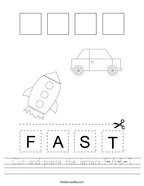 Cut and paste the letters F-A-S-T Handwriting Sheet