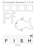 Cut and paste the letters F-I-S-H Coloring Page