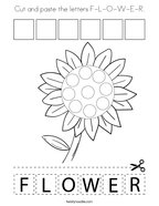 Cut and paste the letters F-L-O-W-E-R Coloring Page