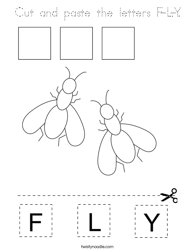 Cut and paste the letters F-L-Y. Coloring Page