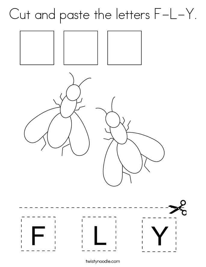 Cut and paste the letters F-L-Y. Coloring Page