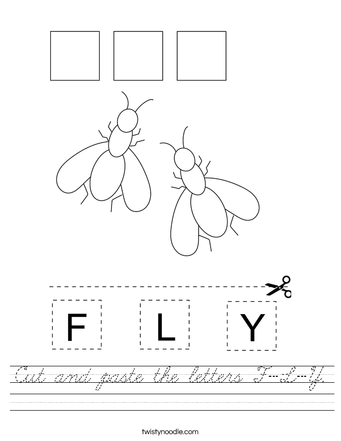 Cut and paste the letters F-L-Y. Worksheet